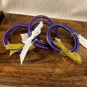 LOT of 3 sets of  Jelly Bangle Bracelet Stacks Purple Matte Finish